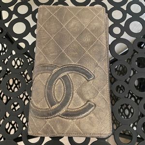 Aut Chanel Bronze Gold Lambskin Cambon Long Wallet